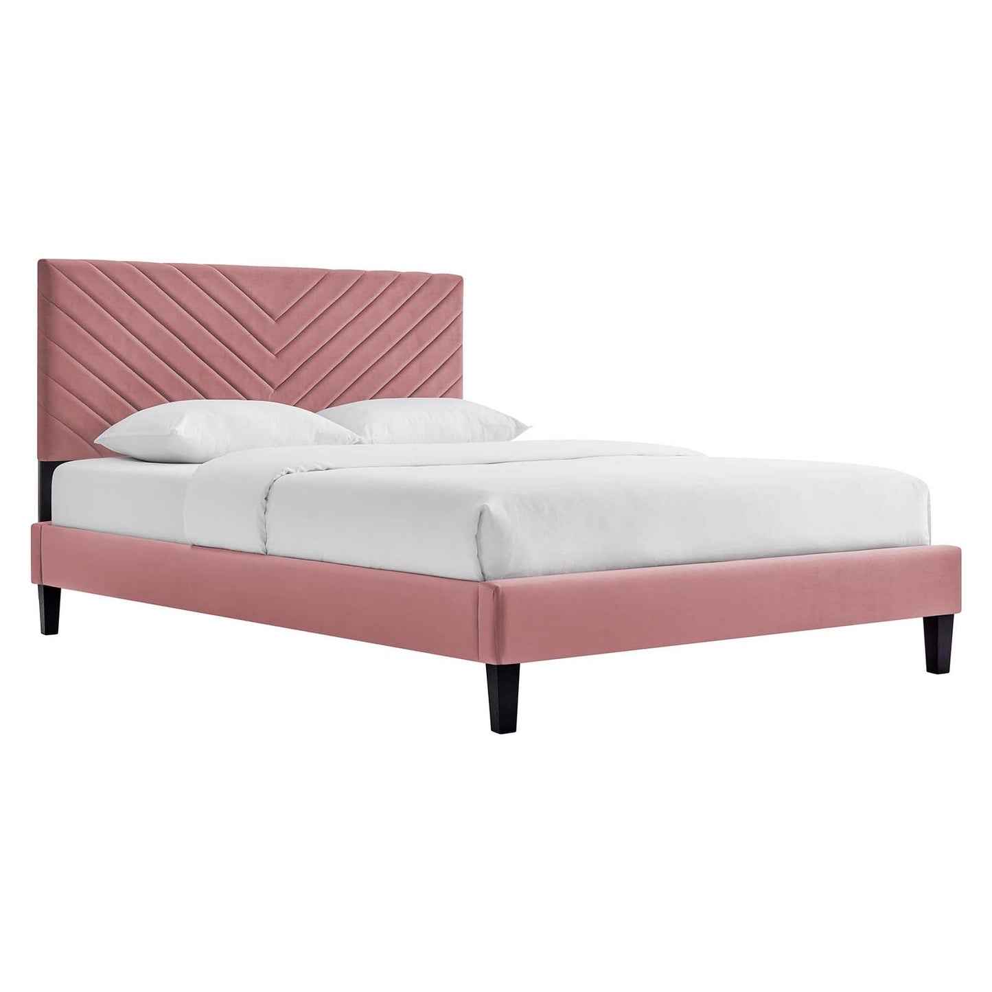 Roxanne Performance Velvet King Platform Bed By Modway - MOD-7046-CHA | Beds | Modishstore - 2