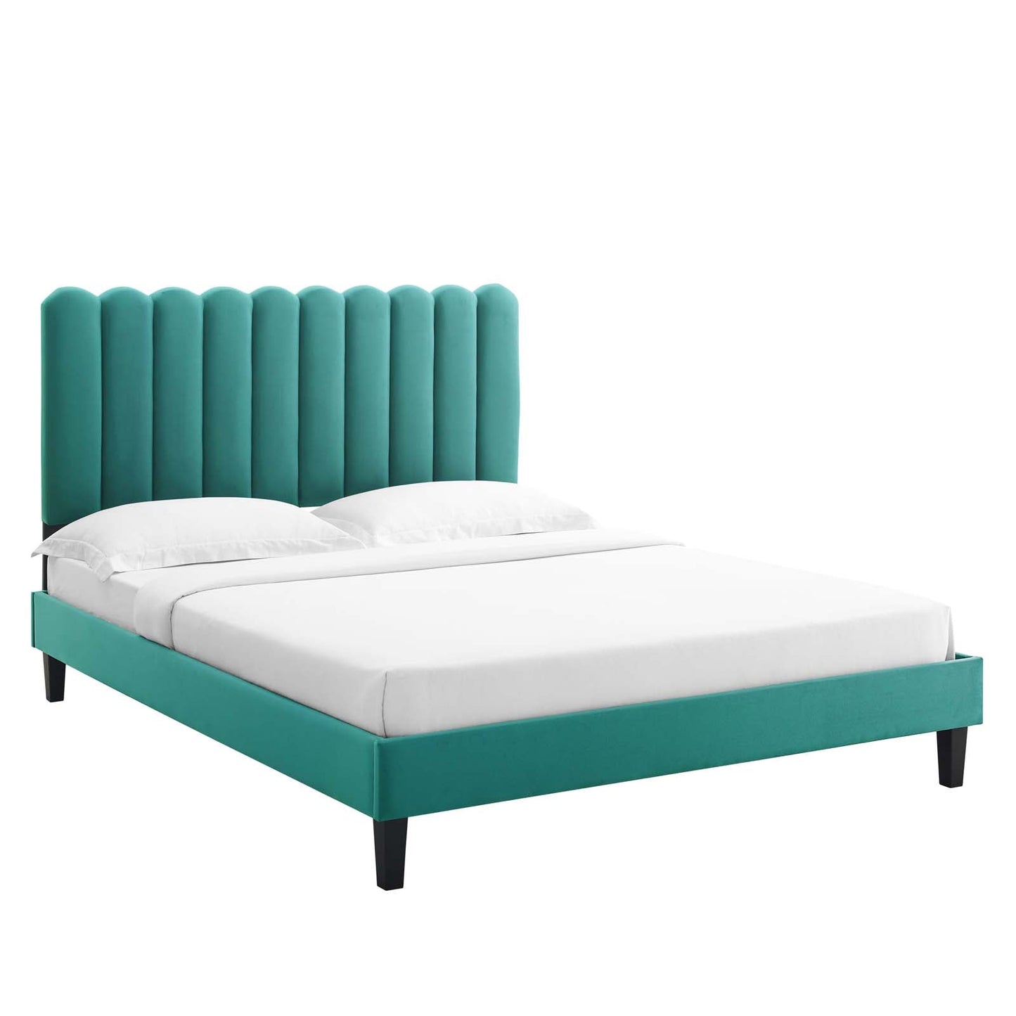 Reagan King Performance Velvet Platform Bed By Modway - MOD-7078 | Beds | Modishstore - 7