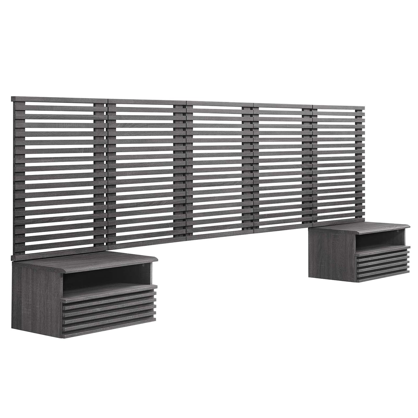 Render Wall Mount Queen Headboard and Modern Nightstands By Modway - MOD-7116 | Headboards | Modishstore