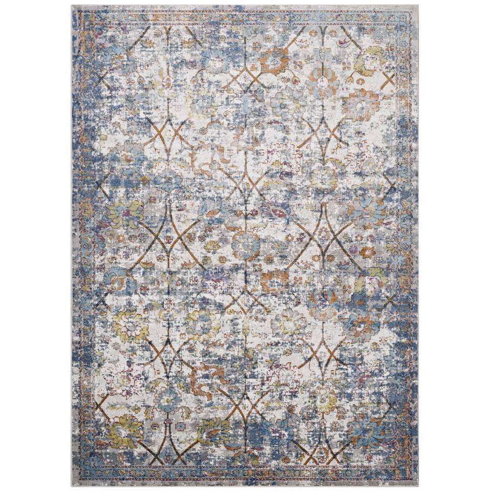 Modway Minu Distressed Floral Lattice 8x10 Area Rug | | Modishstore-2