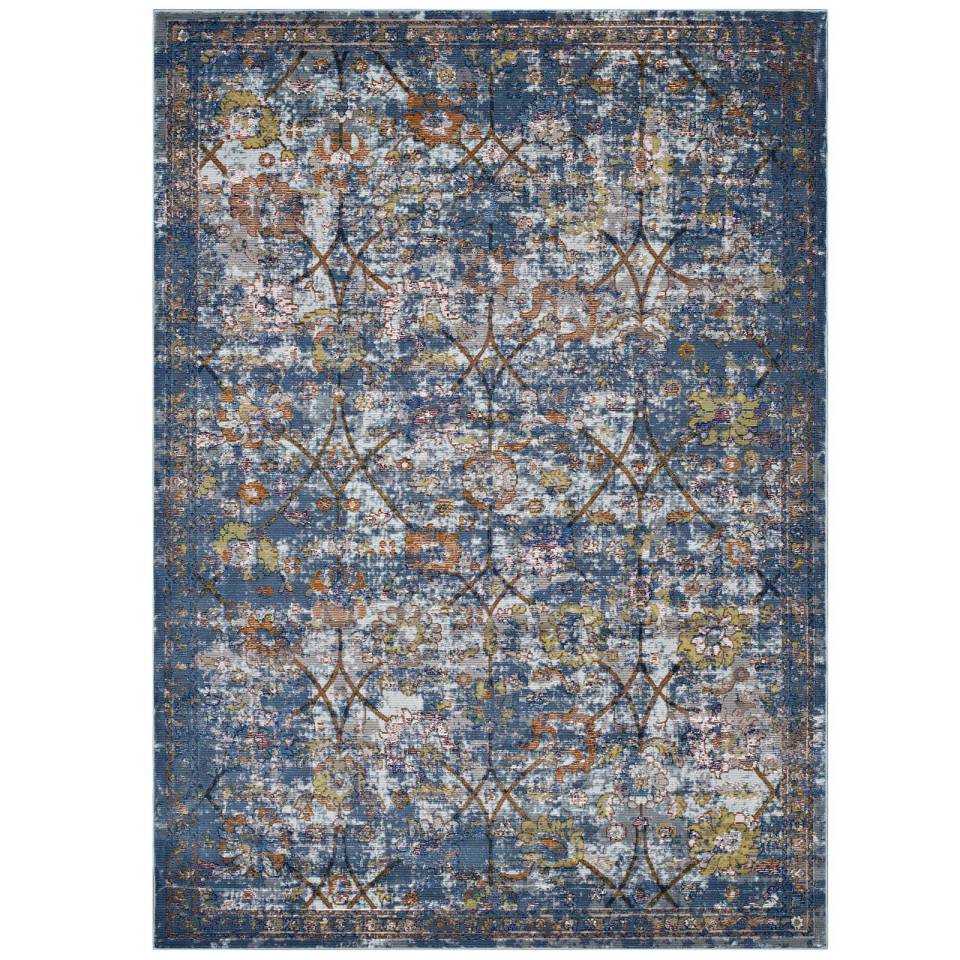 Modway Minu Distressed Floral Lattice 8x10 Area Rug | | Modishstore-3