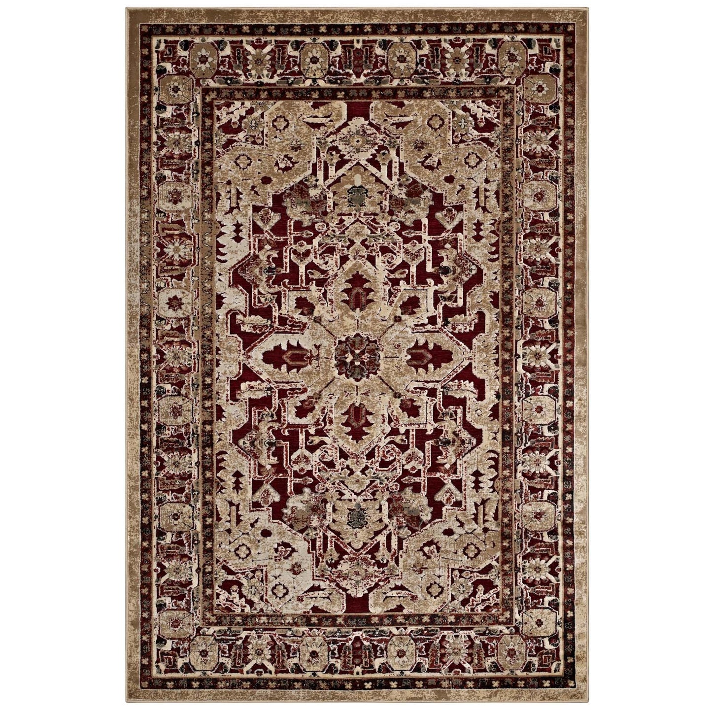 Modway Grania Ornate Vintage Floral Turkish 5x8 Area Rug | Rugs