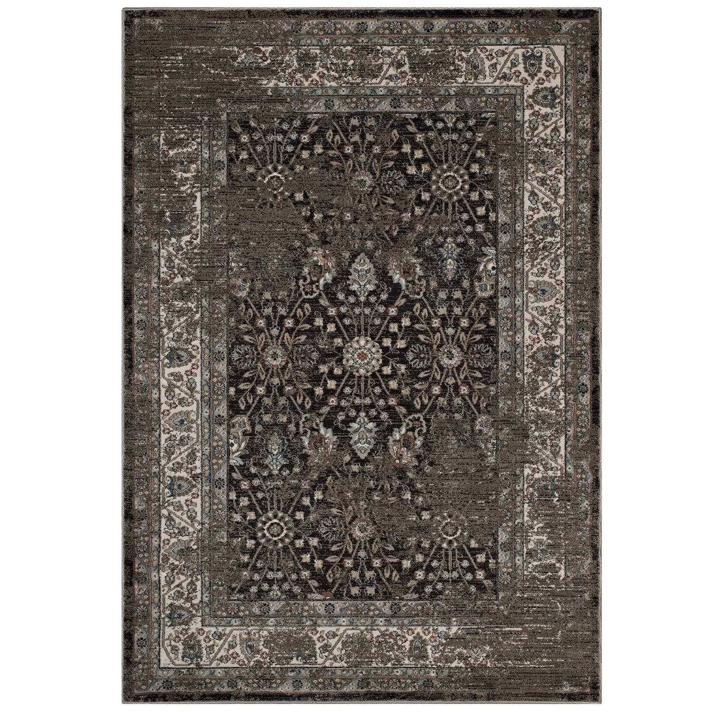 Modway Berit Distressed Vintage Floral Lattice 5x8 Area Rug | Rugs