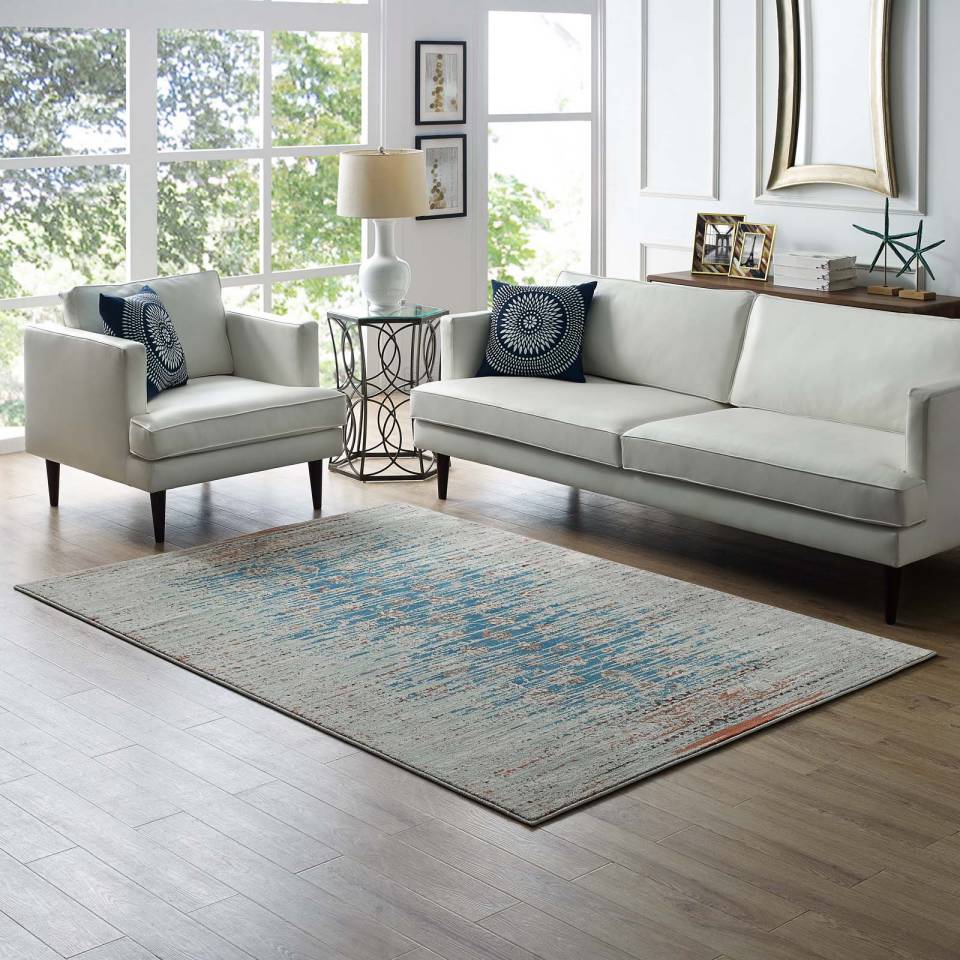 Modway Hesper Distressed Contemporary Floral Lattice 8x10 Area Rug | Rugs