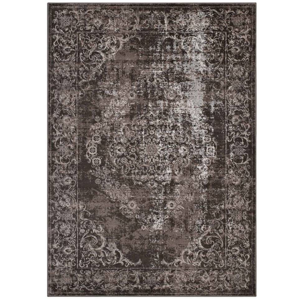 Modway Gamela Rustic Vintage Ornate Floral Medallion 8x10 Area Rug | Rugs