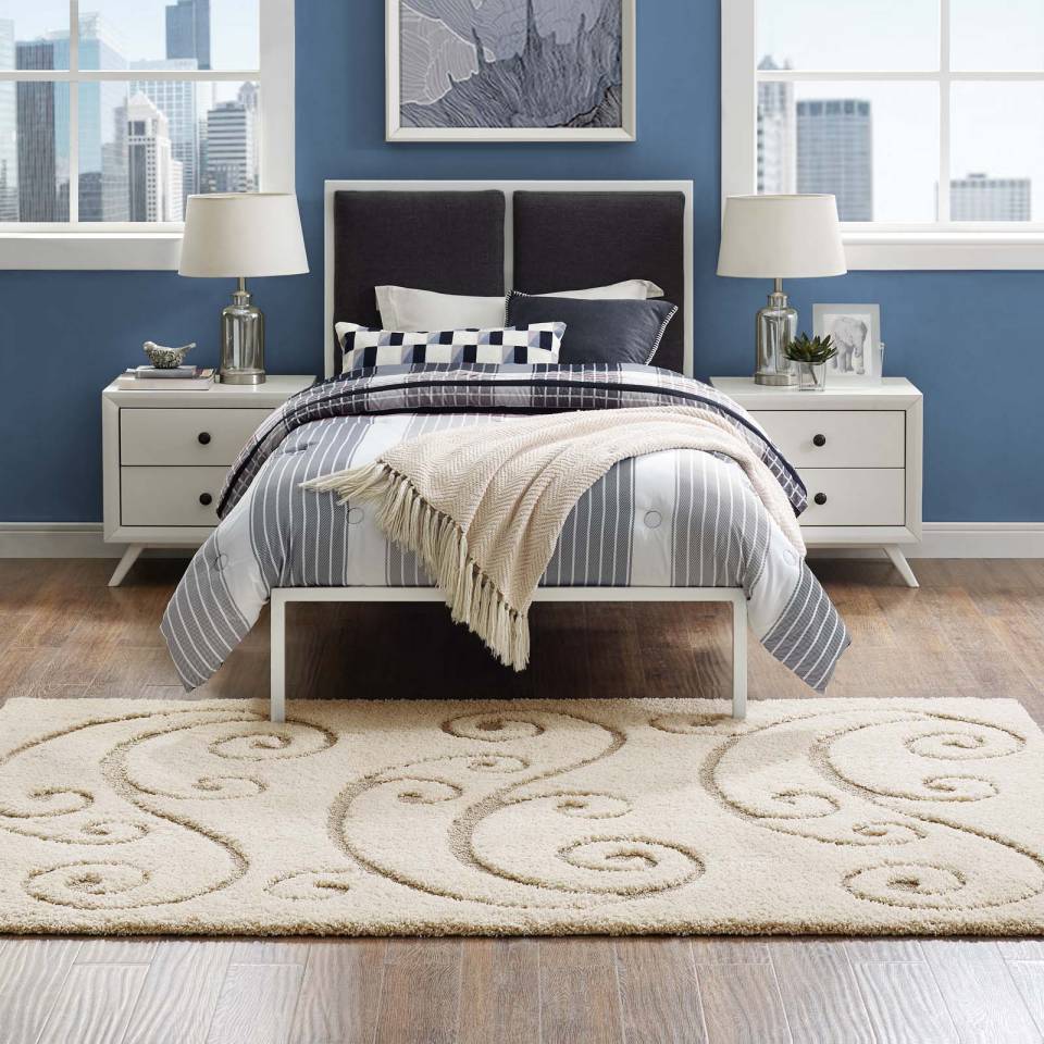 Modway Jubilant Sprout Scrolling Vine 8x10 Shag Area Rug | Rugs | Modishstore