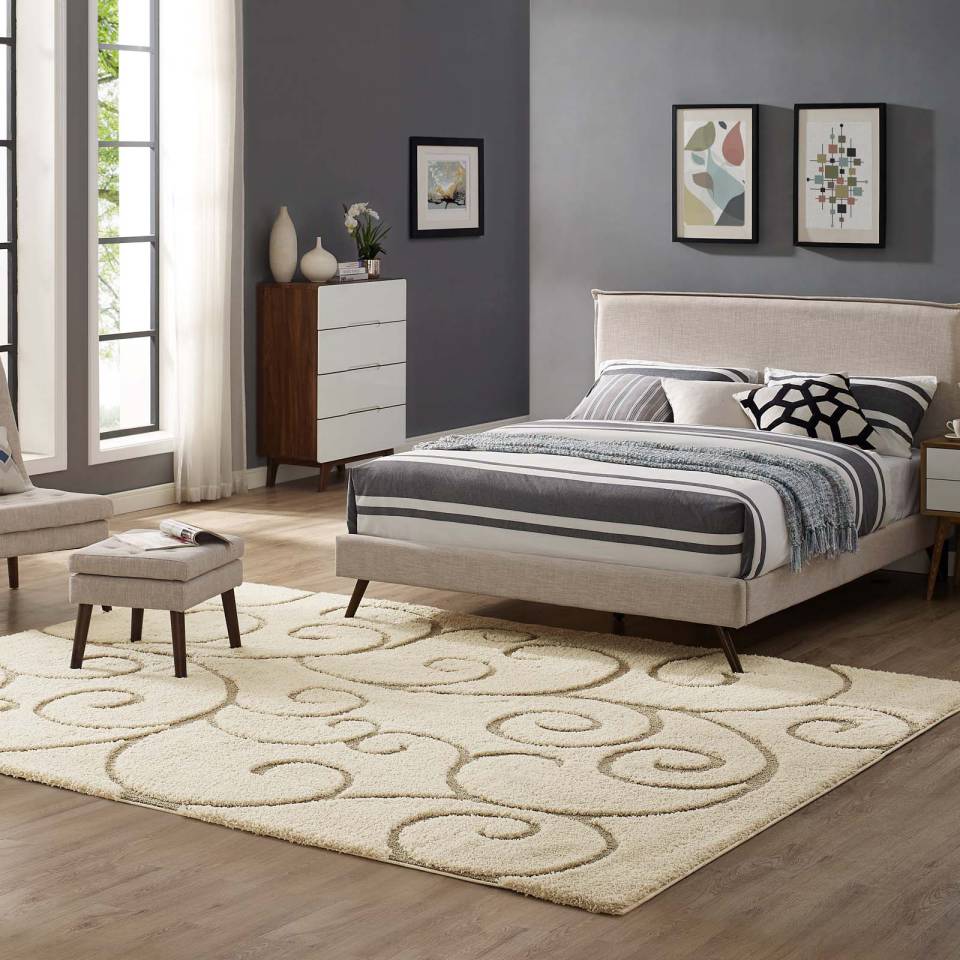 Modway Jubilant Burgeon Scrolling Vine 5x8 Shag Area Rug | Rugs | Modishstore