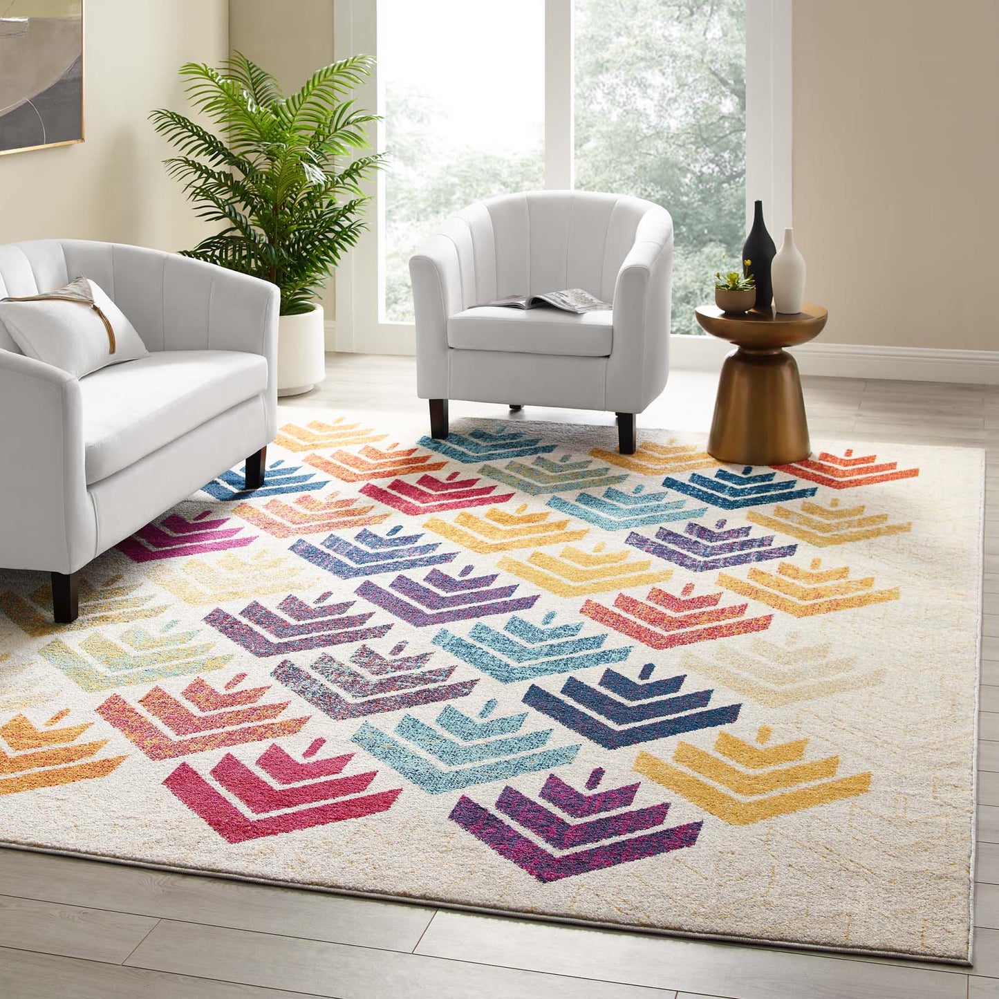 Modway Entourage Florin Abstract Floral 8x10 Area Rug Multicolored | Rugs