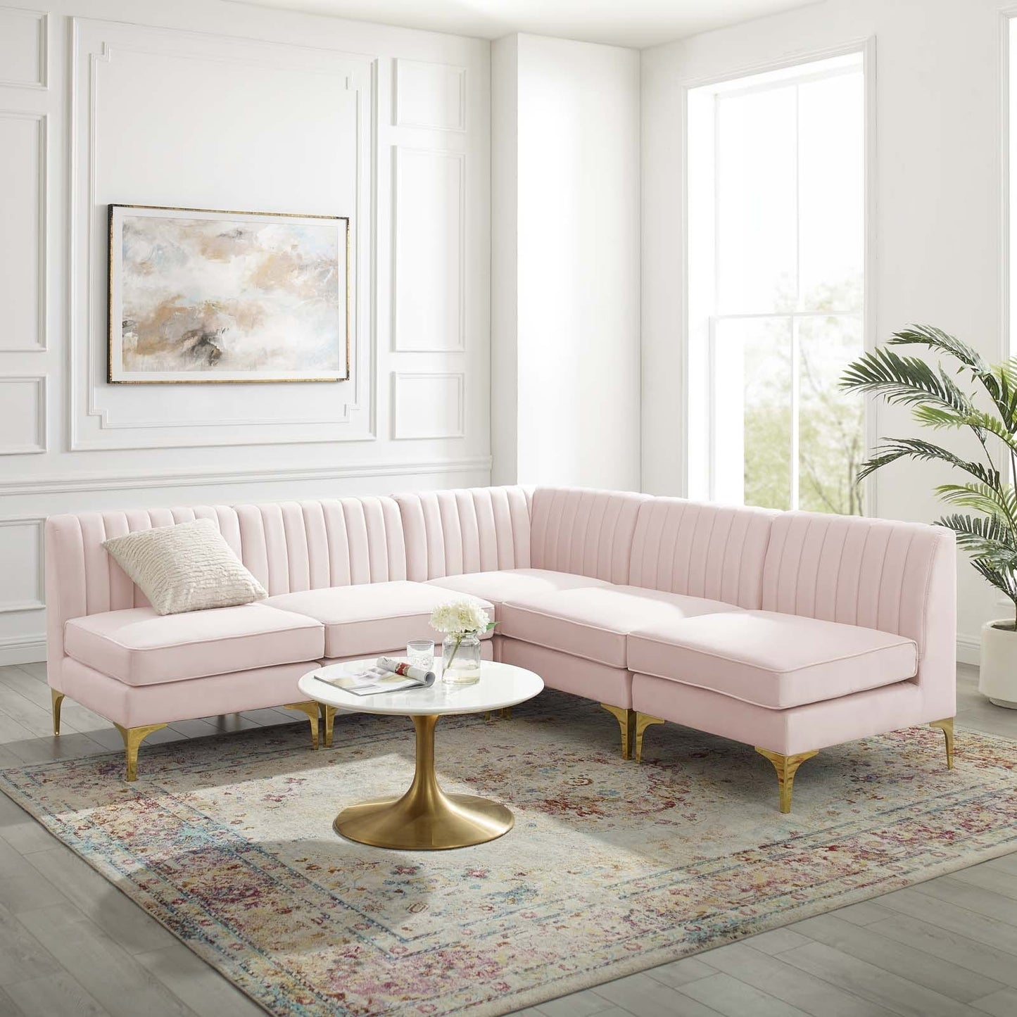 Modway Triumph Channel Tufted Performance Velvet 5-Piece Sectional Sofa | Sofas | Modishstore-3
