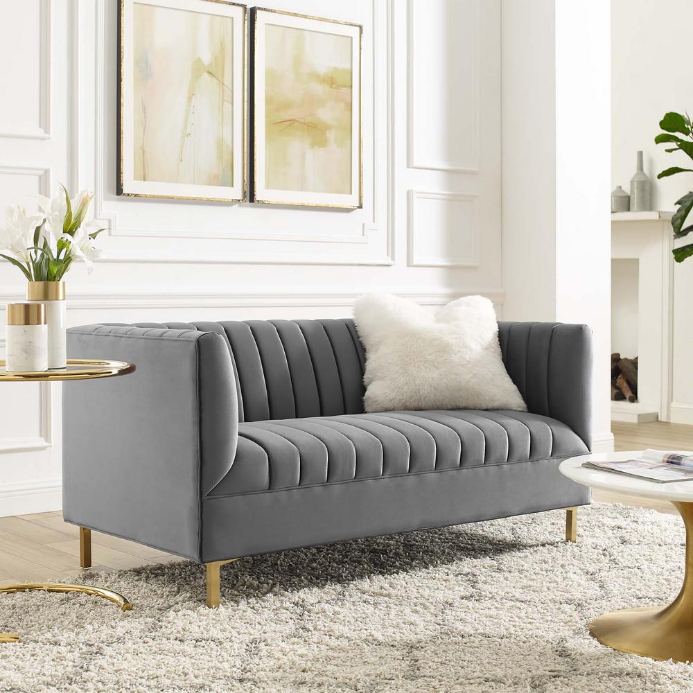 Modway Shift Channel Tufted Performance Velvet Loveseat | Loveseats | Modishstore-2