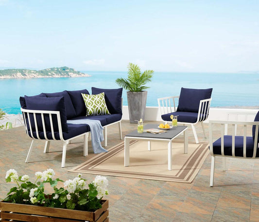 Modway Riverside 5 Piece Outdoor Patio Aluminum Set-EEI-3783 | Outdoor Sofas, Loveseats & Sectionals | Modishstore-4