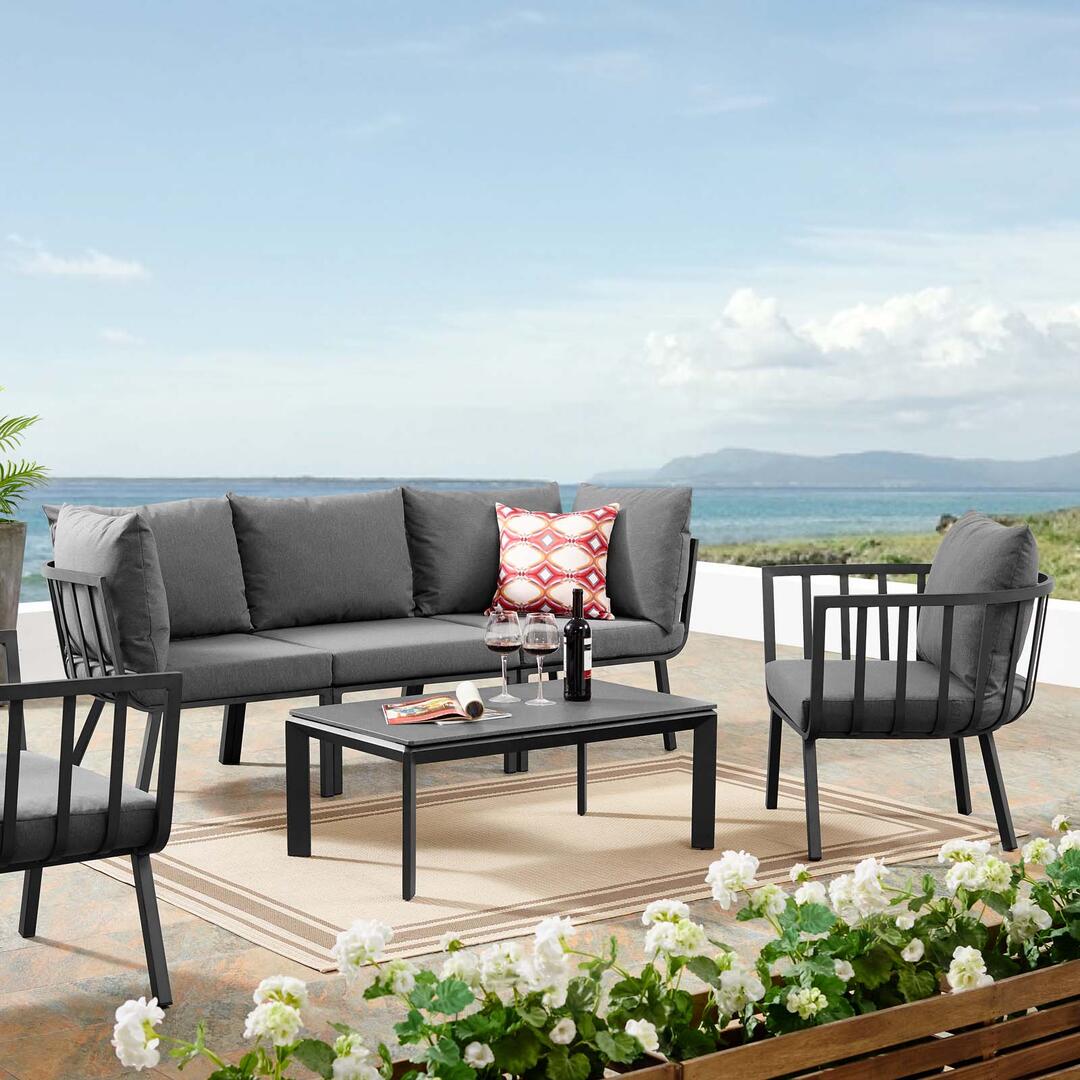 Modway Riverside 5 Piece Outdoor Patio Aluminum Set-EEI-3783 | Outdoor Sofas, Loveseats & Sectionals | Modishstore