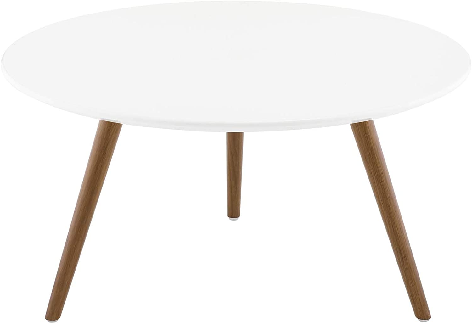 Modway Lippa 28" Round Wood Top Coffee Table with Tripod Base in Walnut White | Coffee Tables | Modishstore