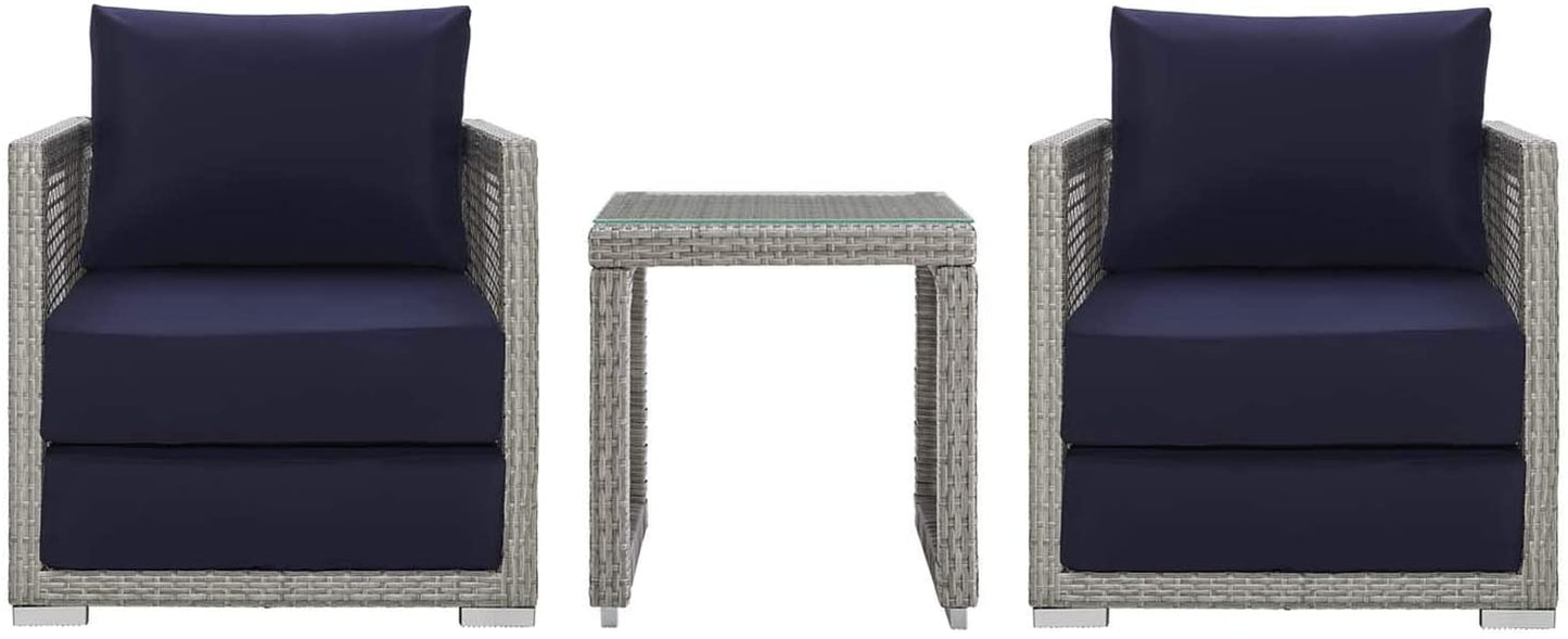 Aura 3 Piece Modern Outdoor Patio Wicker Rattan Set by Modway | Outdoor Chairs