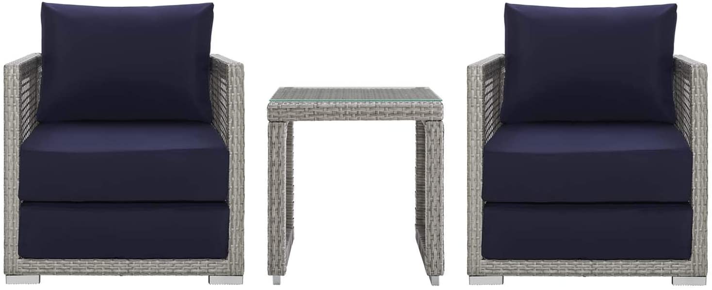 Aura 3 Piece Modern Outdoor Patio Wicker Rattan Set by Modway | Outdoor Chairs