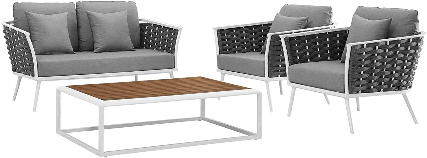 Modway Stance 4 Piece Outdoor Patio Aluminum Sectional Sofa Set-EEI-3172 | Outdoor Sofas, Loveseats & Sectionals | Modishstore