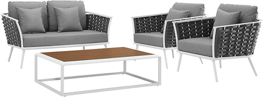 Modway Stance 4 Piece Outdoor Patio Aluminum Sectional Sofa Set-EEI-3172 | Outdoor Sofas, Loveseats & Sectionals | Modishstore