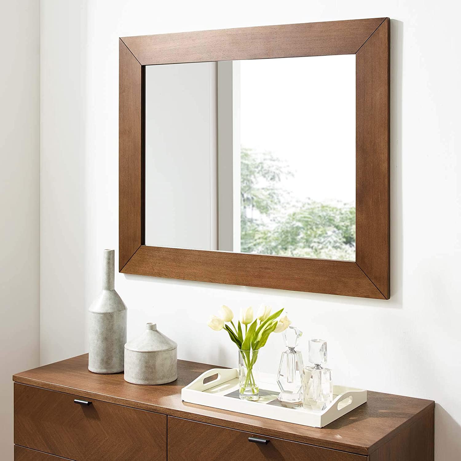 Modway Kali Wall Mirror in Walnut | Mirrors | Modishstore