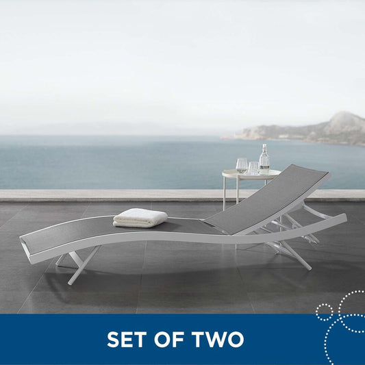 Modway Glimpse Outdoor Patio Mesh Chaise Lounge Set of 2 | Outdoor Recliners & Lounge Chairs