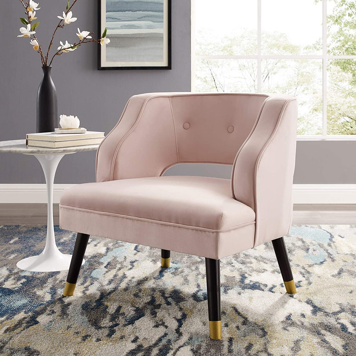 Modway Traipse Button Tufted Open Back Performance Velvet Armchair | Armchairs | Modishstore-26