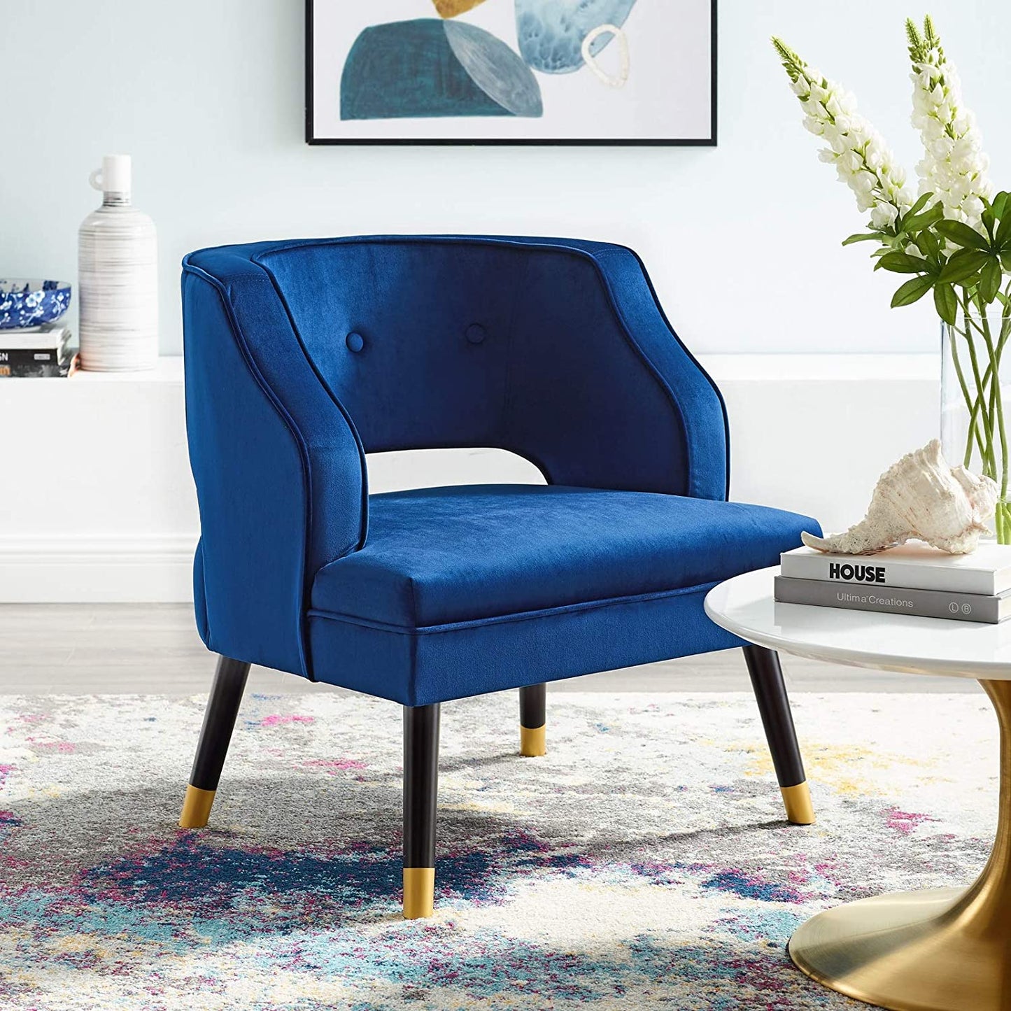 Modway Traipse Button Tufted Open Back Performance Velvet Armchair | Armchairs | Modishstore-34