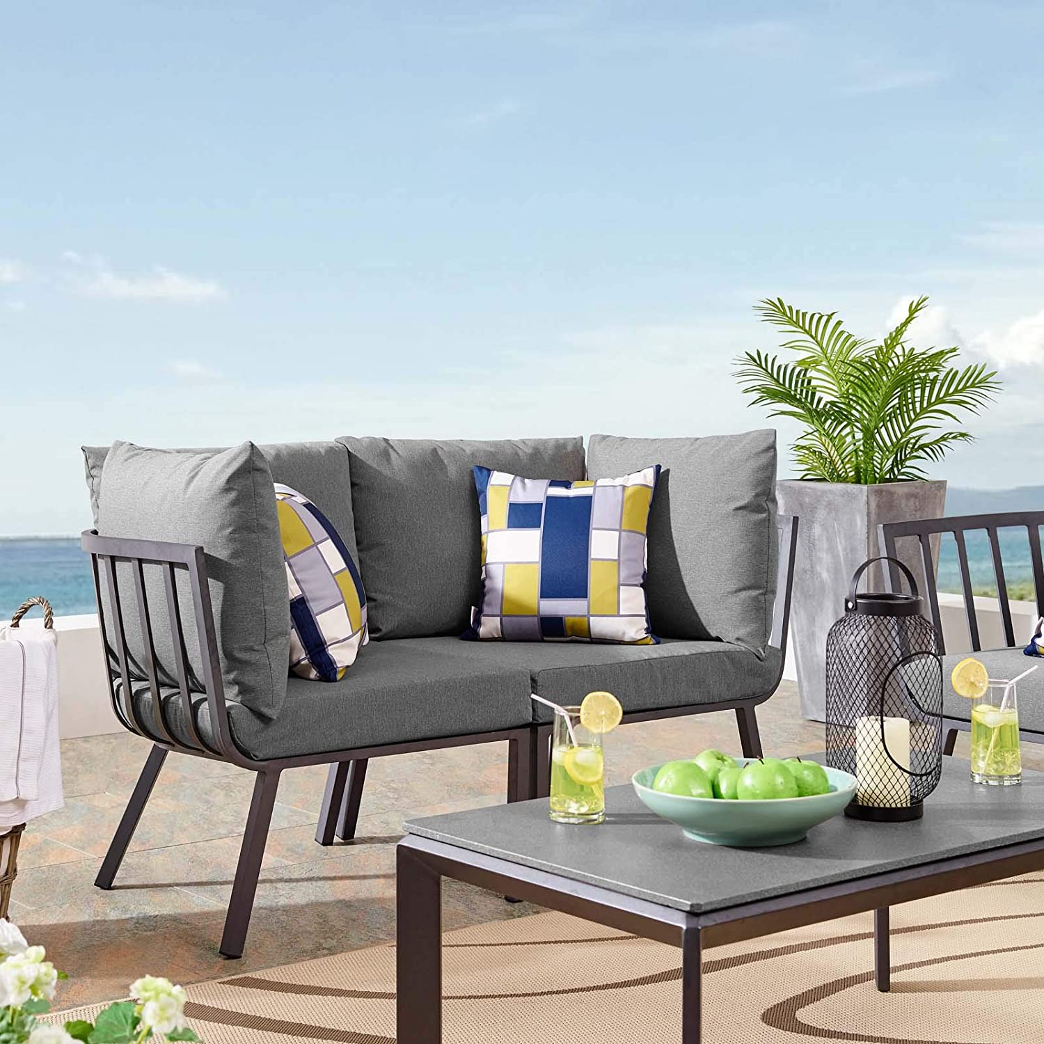 Modway Riverside 2 Piece Outdoor Patio Aluminum Sectional Sofa Set | Outdoor Sofas, Loveseats & Sectionals | Modishstore-3