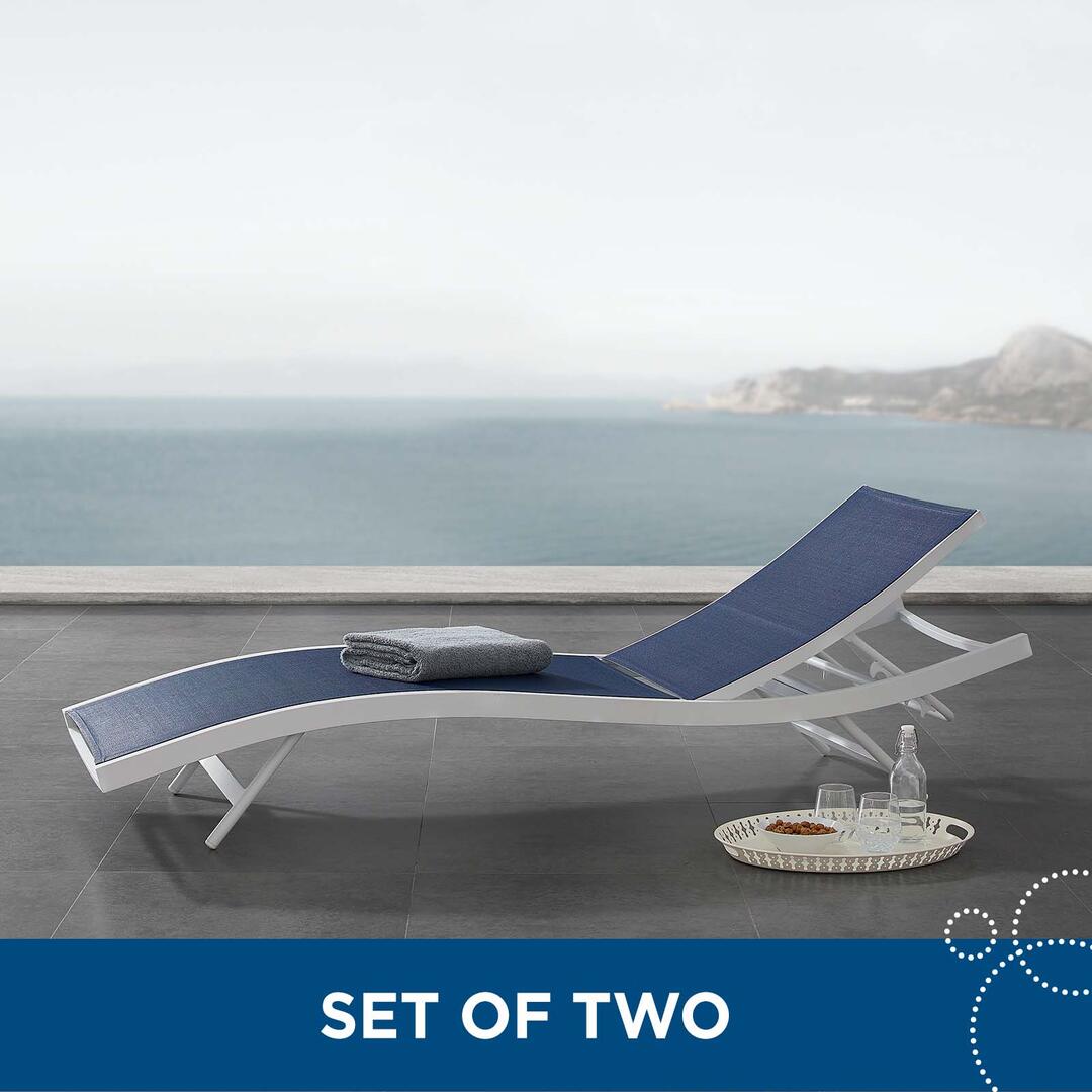 Modway Glimpse Outdoor Patio Mesh Chaise Lounge Set of 2 | Outdoor Recliners & Lounge Chairs | 