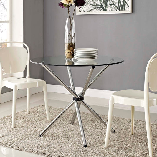 Modway Baton Round Dining Table - Clear | Dining Tables