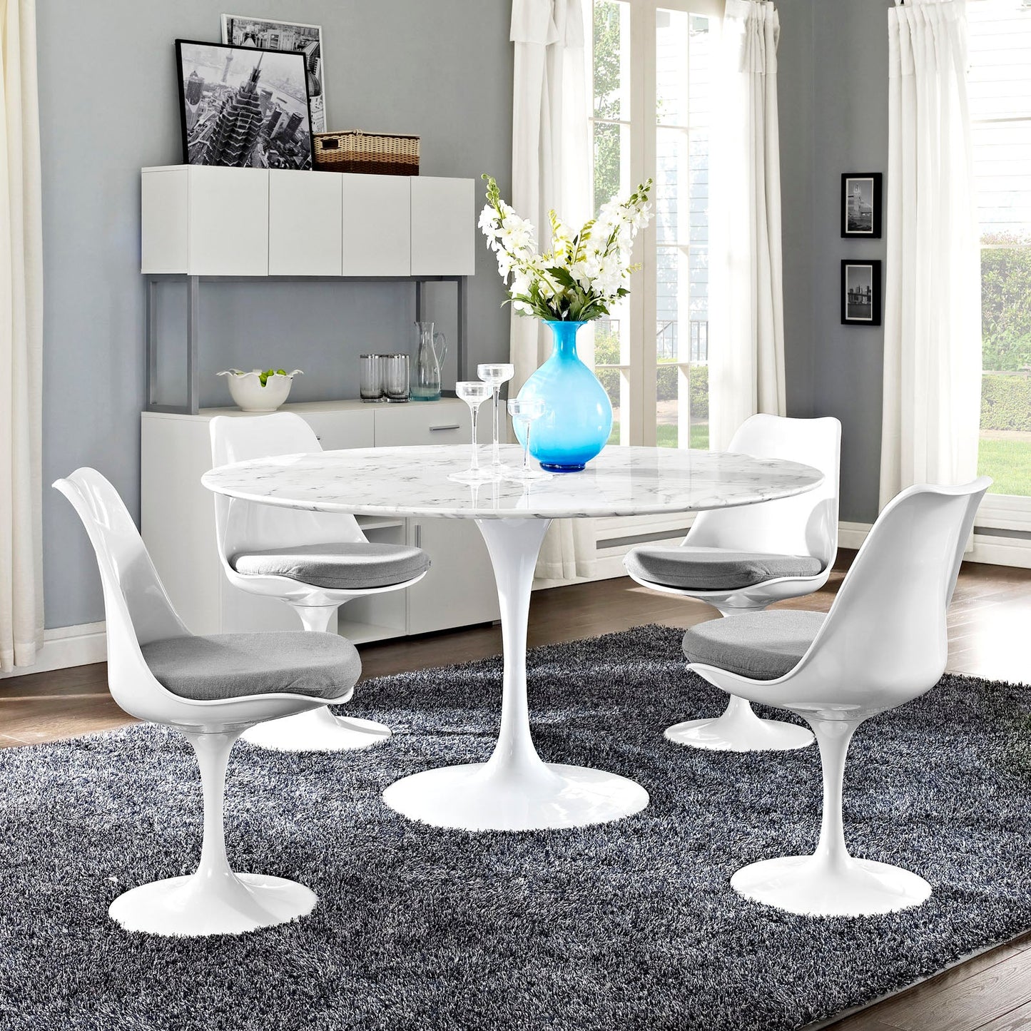 Modway Lippa 54" Round Artificial Marble Dining Table | Dining Tables | Modishstore