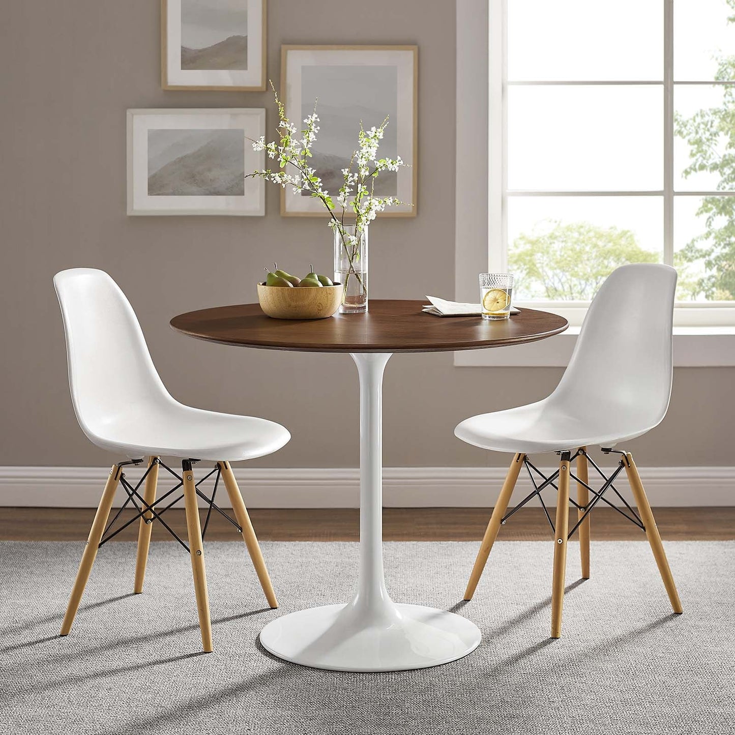 Modway Lippa 36" Round Walnut Dining Table - Walnut - EEI-1136