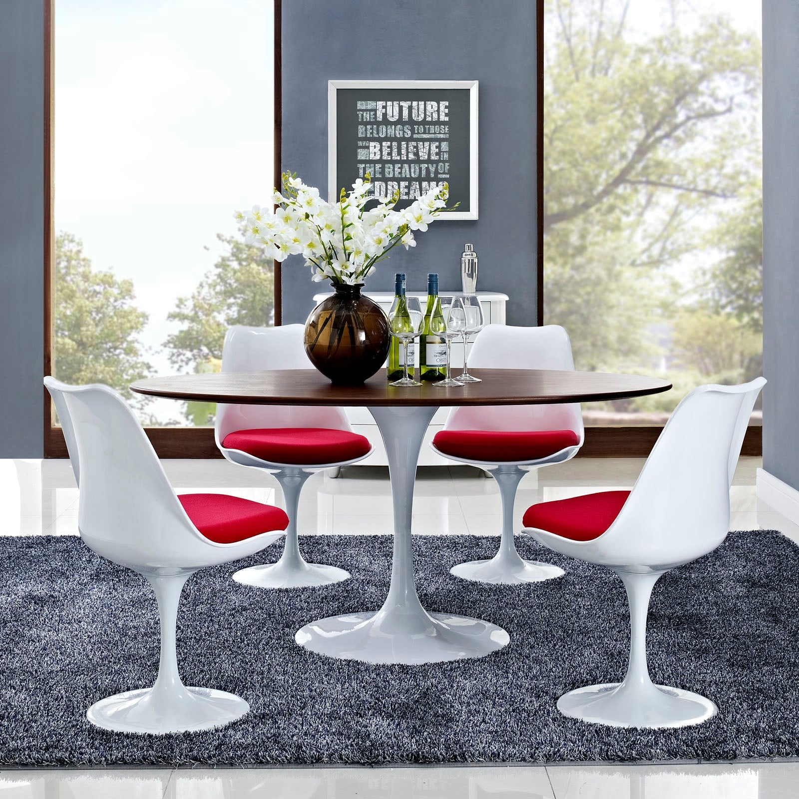 Modway Lippa 60" Oval Walnut Dining Table - Walnut | Dining Tables | Modishstore