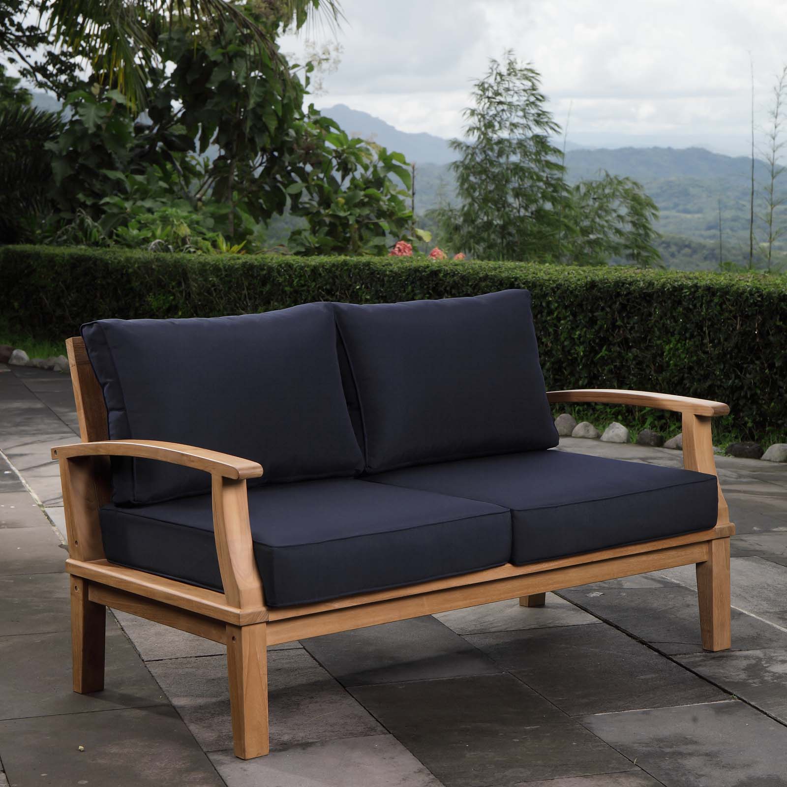 Modway Marina Outdoor Patio Teak Loveseat | Loveseats | Modishstore-3