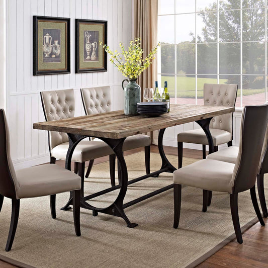 Modway Effuse Rectangle Wood Top Dining Table - Brown | Dining Tables