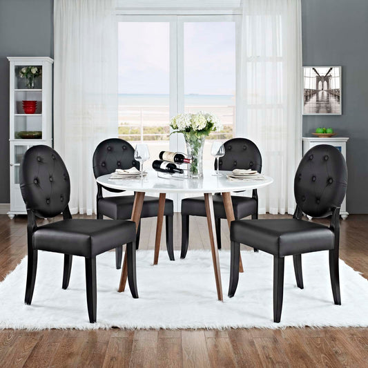 Modway Button Dining Side Chair Set of 4 - Black | Dining Chairs