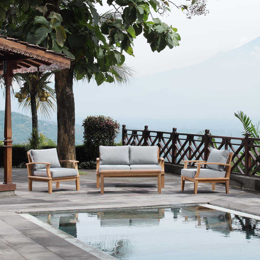 Modway EEI-1469 Marina 4 Piece Outdoor Patio Teak Sofa Set | Outdoor Sofas, Loveseats & Sectionals | 