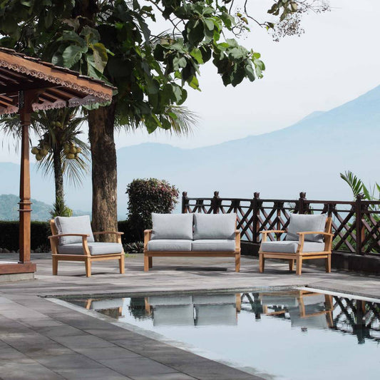 Modway Marina 3 Piece Outdoor Patio Teak Set | Outdoor Sofas, Loveseats & Sectionals | Modishstore