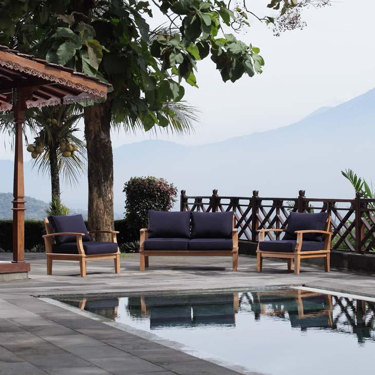 Modway Marina 3 Piece Outdoor Patio Teak Set | Outdoor Sofas, Loveseats & Sectionals | Modishstore-2