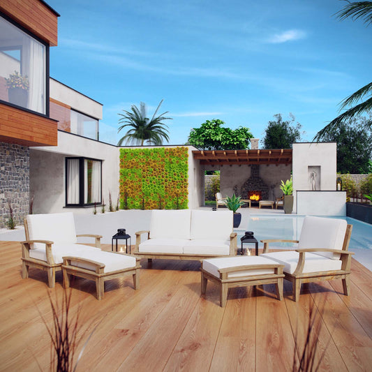Marina 5 Piece Outdoor Patio Teak Set By Modway - EEI-1472 | Outdoor Sofas, Loveseats & Sectionals