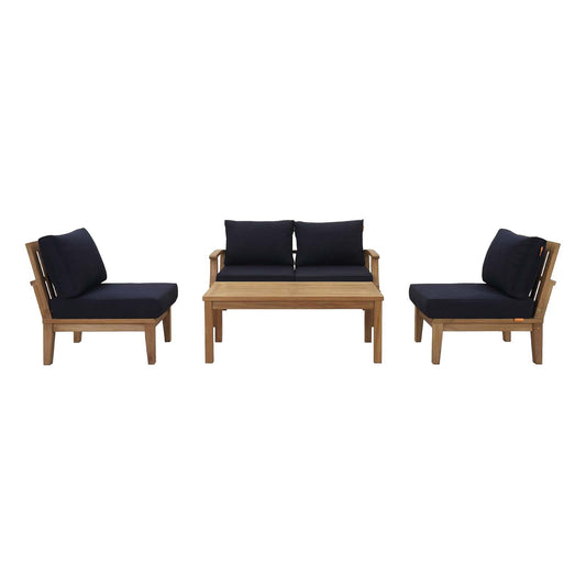 Marina 5 Piece Outdoor Patio Teak Set By Modway | Outdoor Sofas, Loveseats & Sectionals | 
