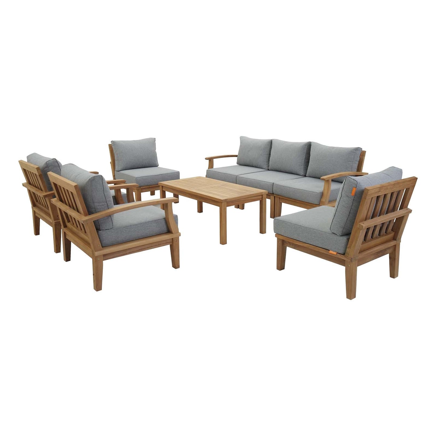 Marina 8 Piece Outdoor Patio Teak Set By Modway | Outdoor Sofas, Loveseats & Sectionals