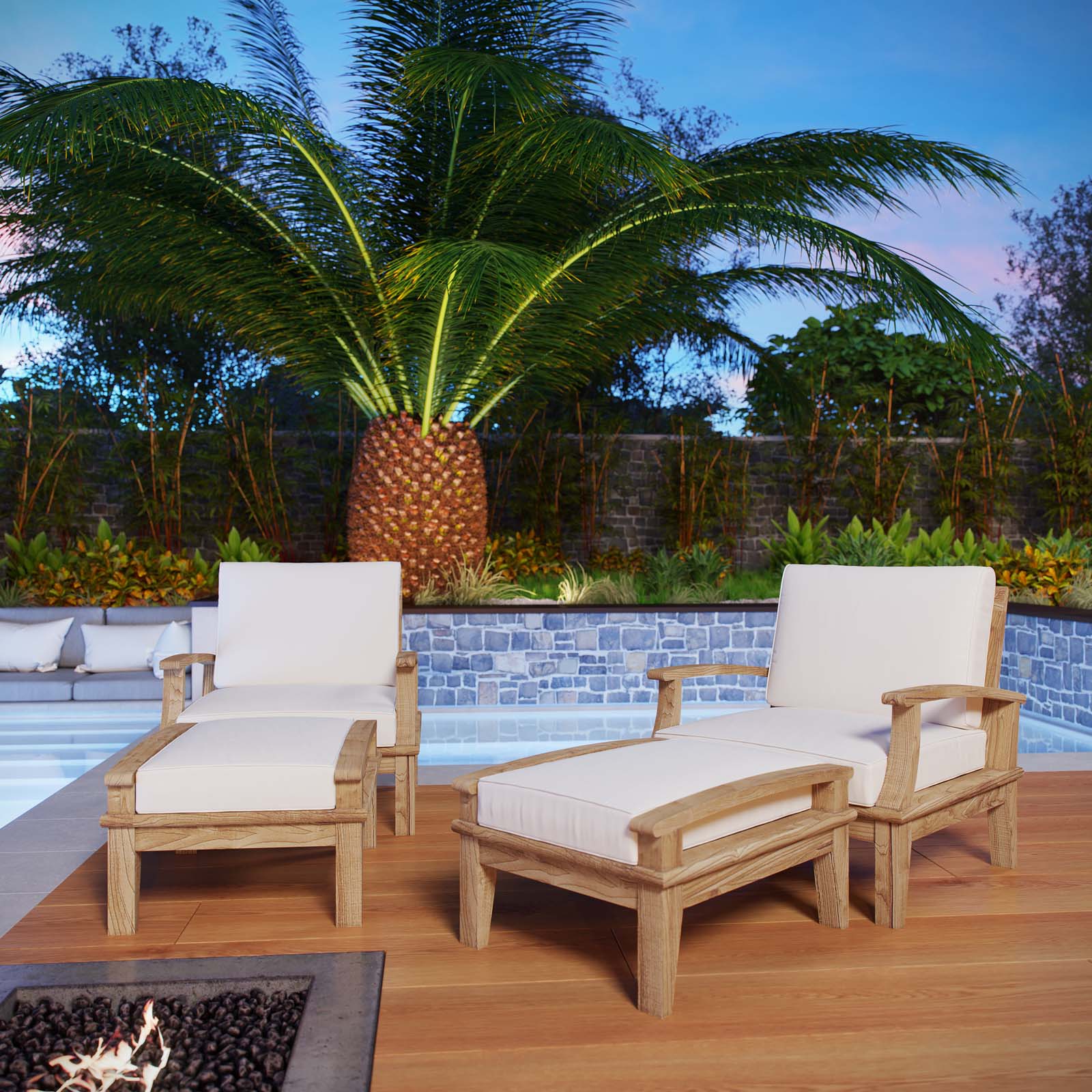 Marina 4 Piece Outdoor Patio Teak Set By Modway - EEI-1537 | Outdoor Sofas, Loveseats & Sectionals