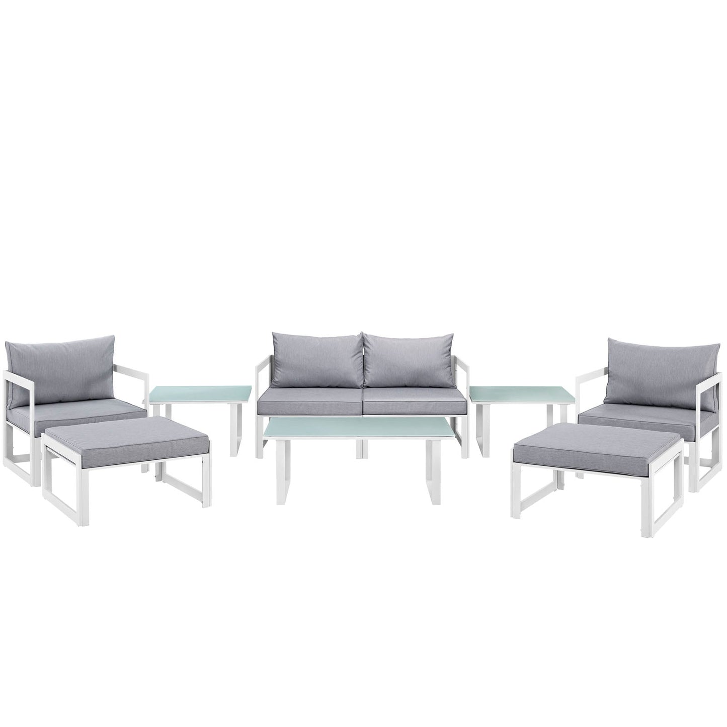 Modway Fortuna 9 Piece Outdoor Patio Sectional Sofa Set - EEI-1719 | Outdoor Sofas, Loveseats & Sectionals | 