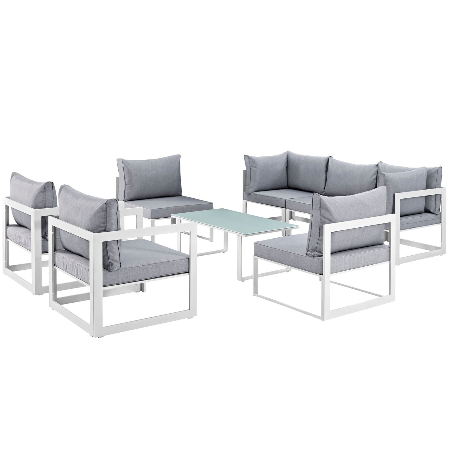 Modway Fortuna 8 Piece Outdoor Patio Sectional Sofa Set - EEI-1725 | Outdoor Sofas, Loveseats & Sectionals | 