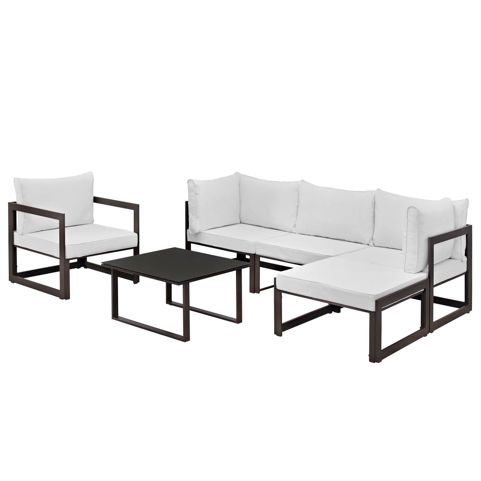 Modway Fortuna 6 Piece Outdoor Patio Sectional Sofa Set - EEI-1731 | Outdoor Sofas, Loveseats & Sectionals | 