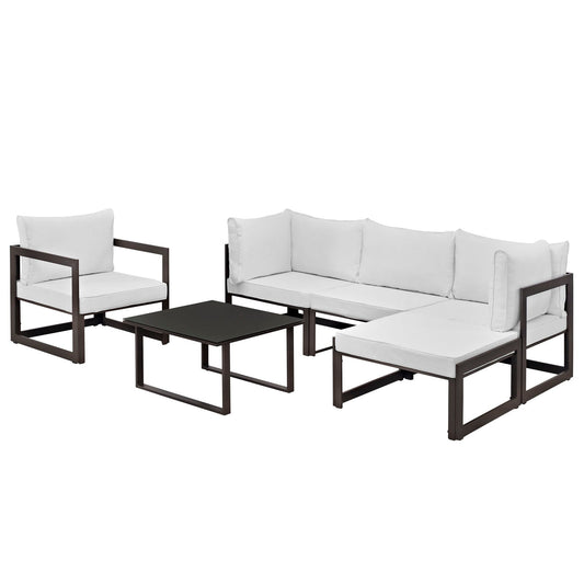 Modway Fortuna 6 Piece Outdoor Patio Sectional Sofa Set - EEI-1731 | Outdoor Sofas, Loveseats & Sectionals | 