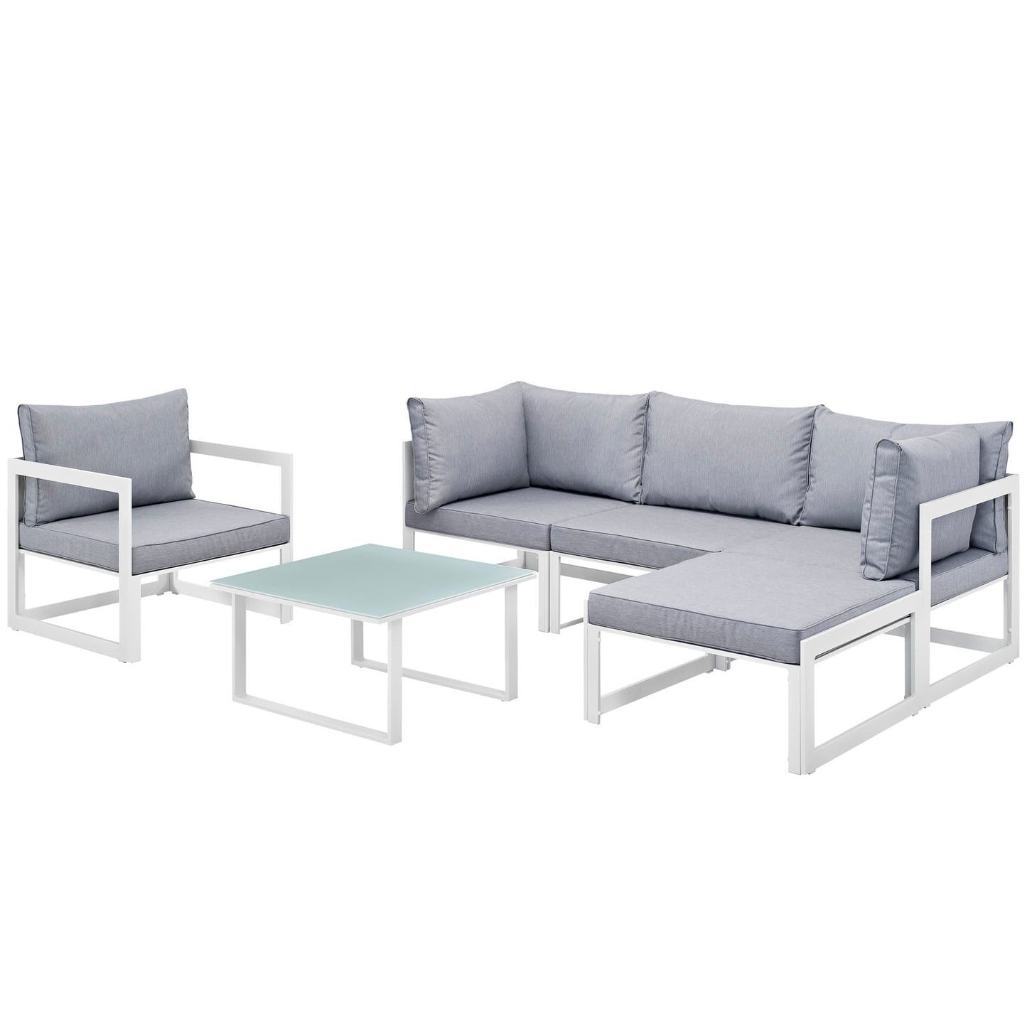 Modway Fortuna 6 Piece Outdoor Patio Sectional Sofa Set - EEI-1731 | Outdoor Sofas, Loveseats & Sectionals | 