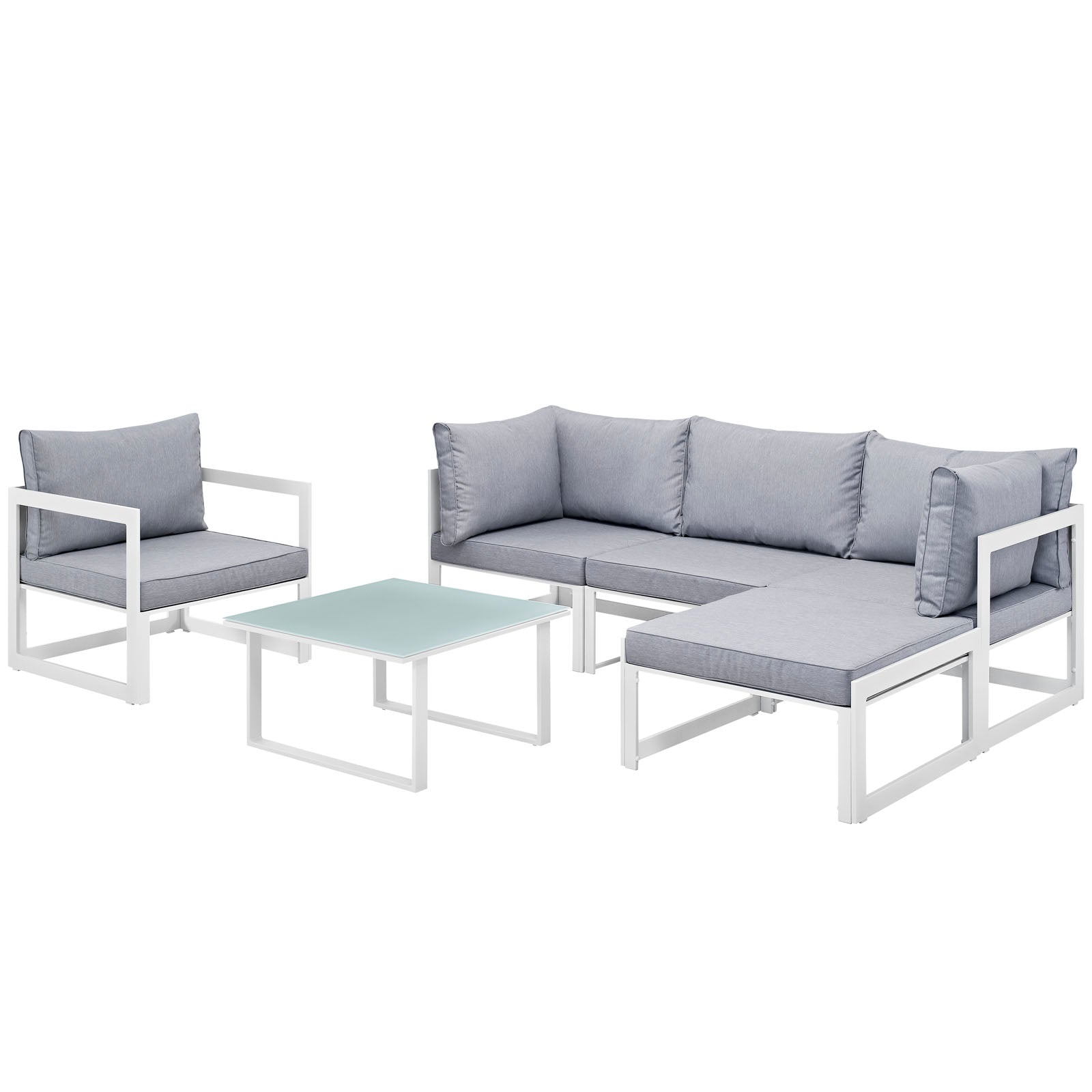 Modway Fortuna 6 Piece Outdoor Patio Sectional Sofa Set - EEI-1731 | Outdoor Sofas, Loveseats & Sectionals | 