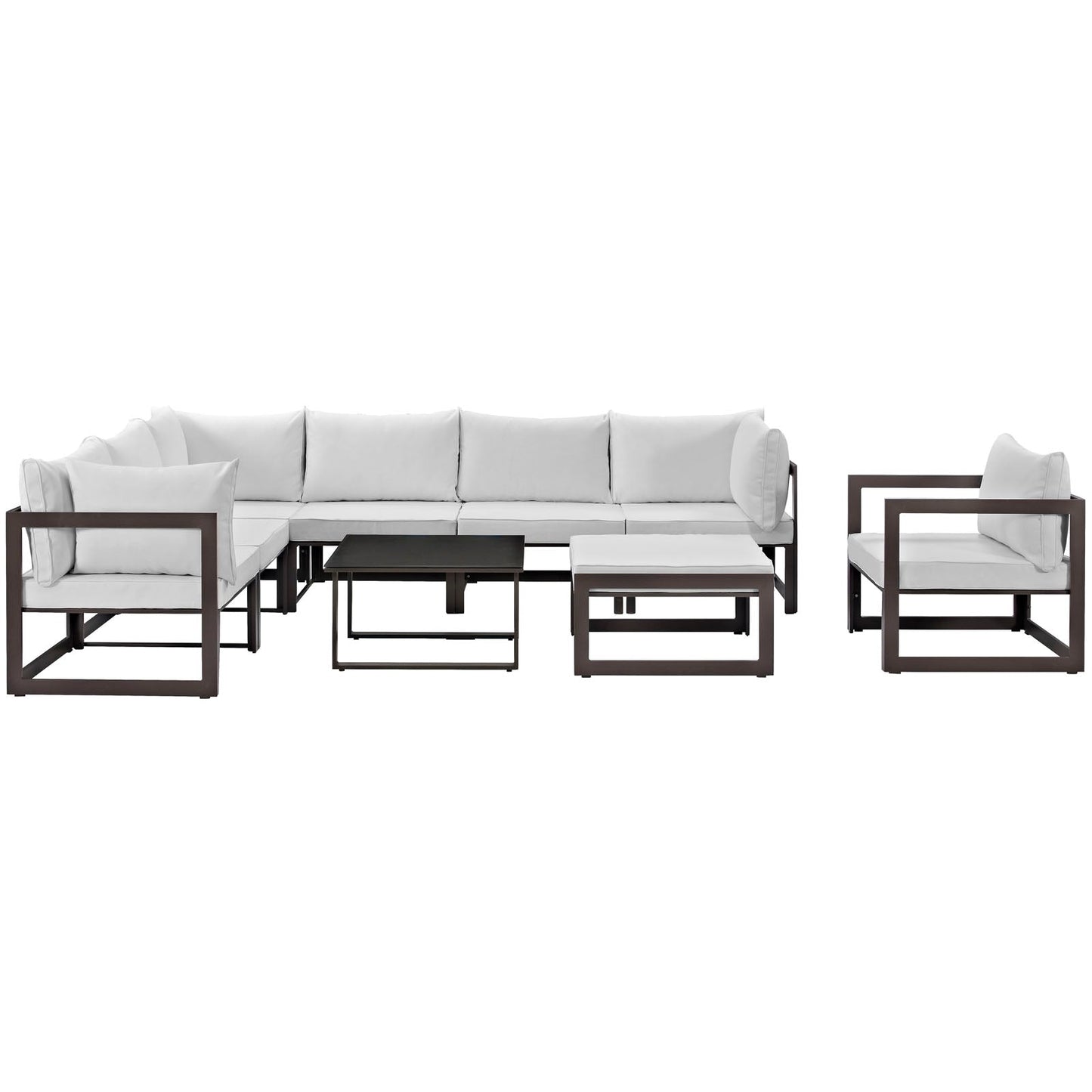 Modway Fortuna 9 Piece Outdoor Patio Sectional Sofa Set - EEI-1734 | Outdoor Sofas, Loveseats & Sectionals | 
