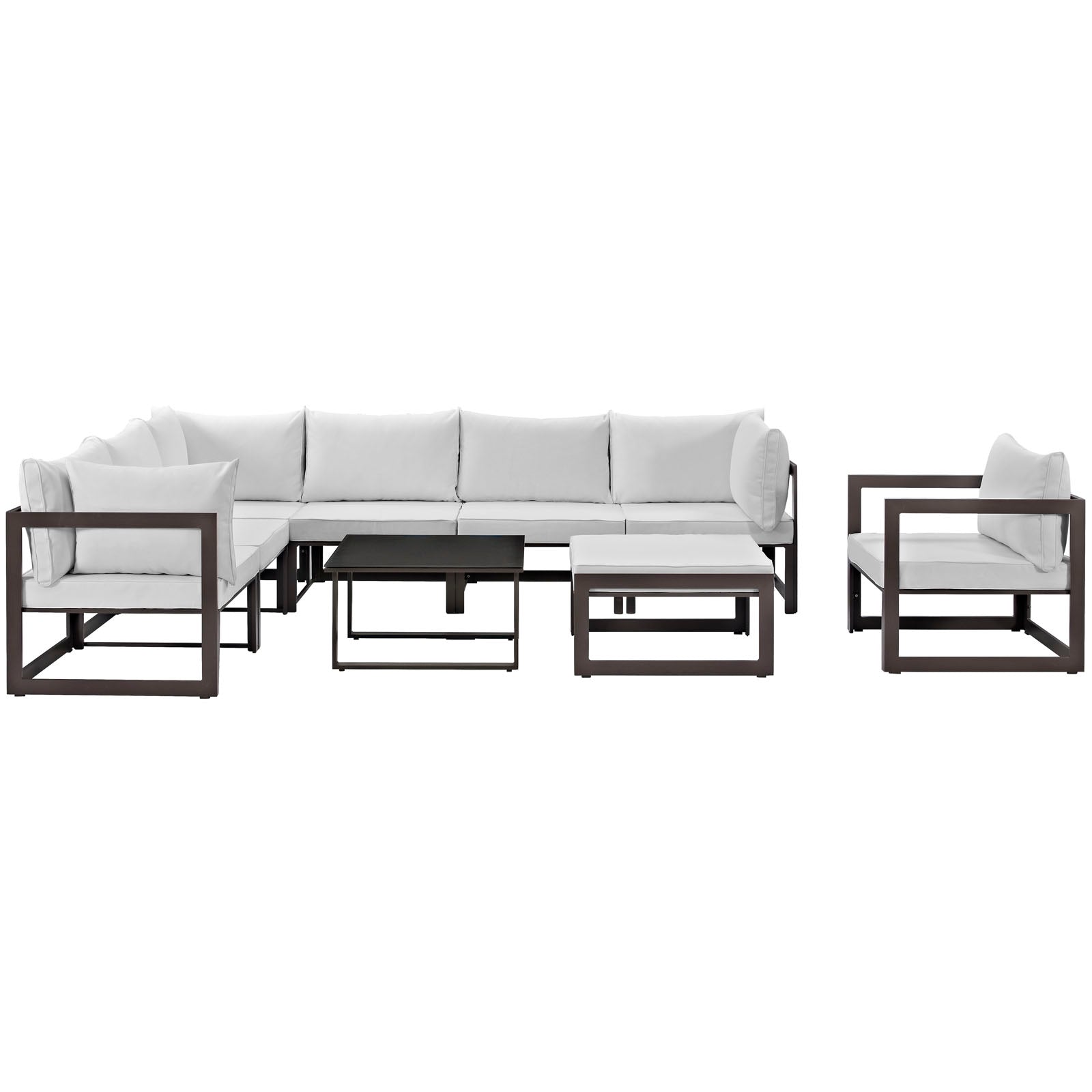 Modway Fortuna 9 Piece Outdoor Patio Sectional Sofa Set - EEI-1734 | Outdoor Sofas, Loveseats & Sectionals | 