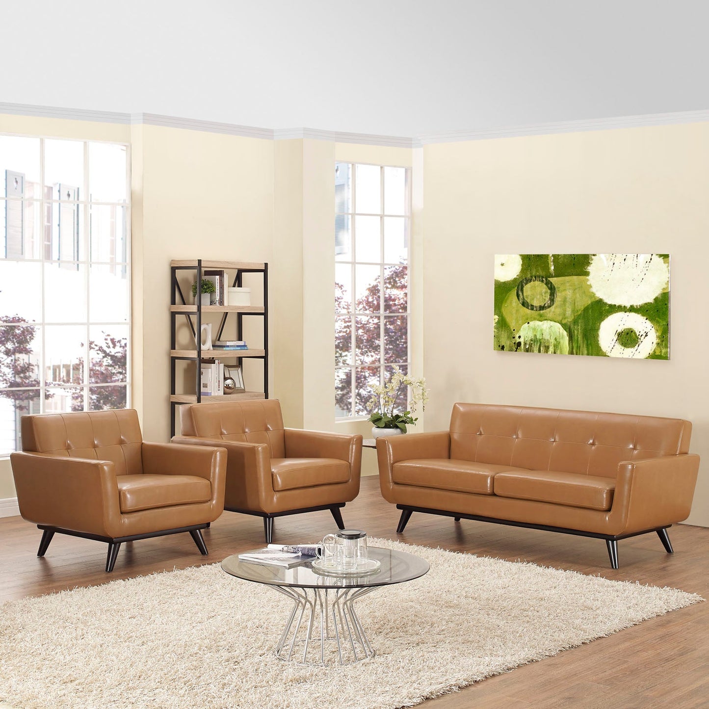 Engage 3 Piece Leather Living Room Set By Modway - EEI-1762 | Sofa Set